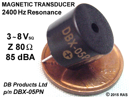 Miniature Magnetic Projects Unlimited AT-08 3 2.4 KHz Audio TRANSDUCER